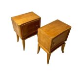 Pair of light wood bedside tables 1950
