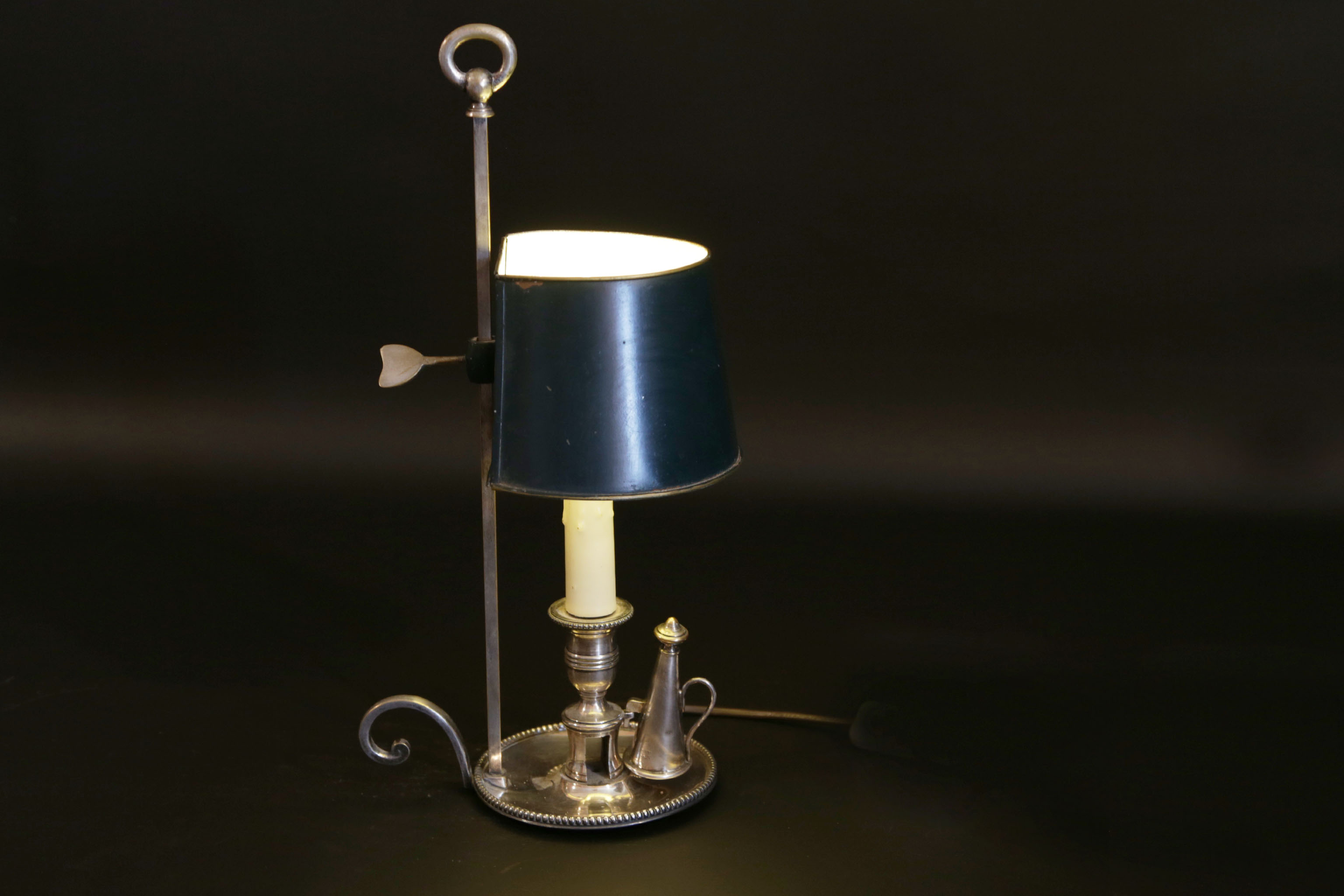 Lampe bouillotte bronze argenté tôle XIXème siècle