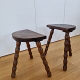 Pair of tripod farm milking stools
