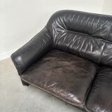 Black leather De Sede DS16 sofa, 1970s