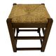 Vintage wooden stool straw seat 60s minimalist design
