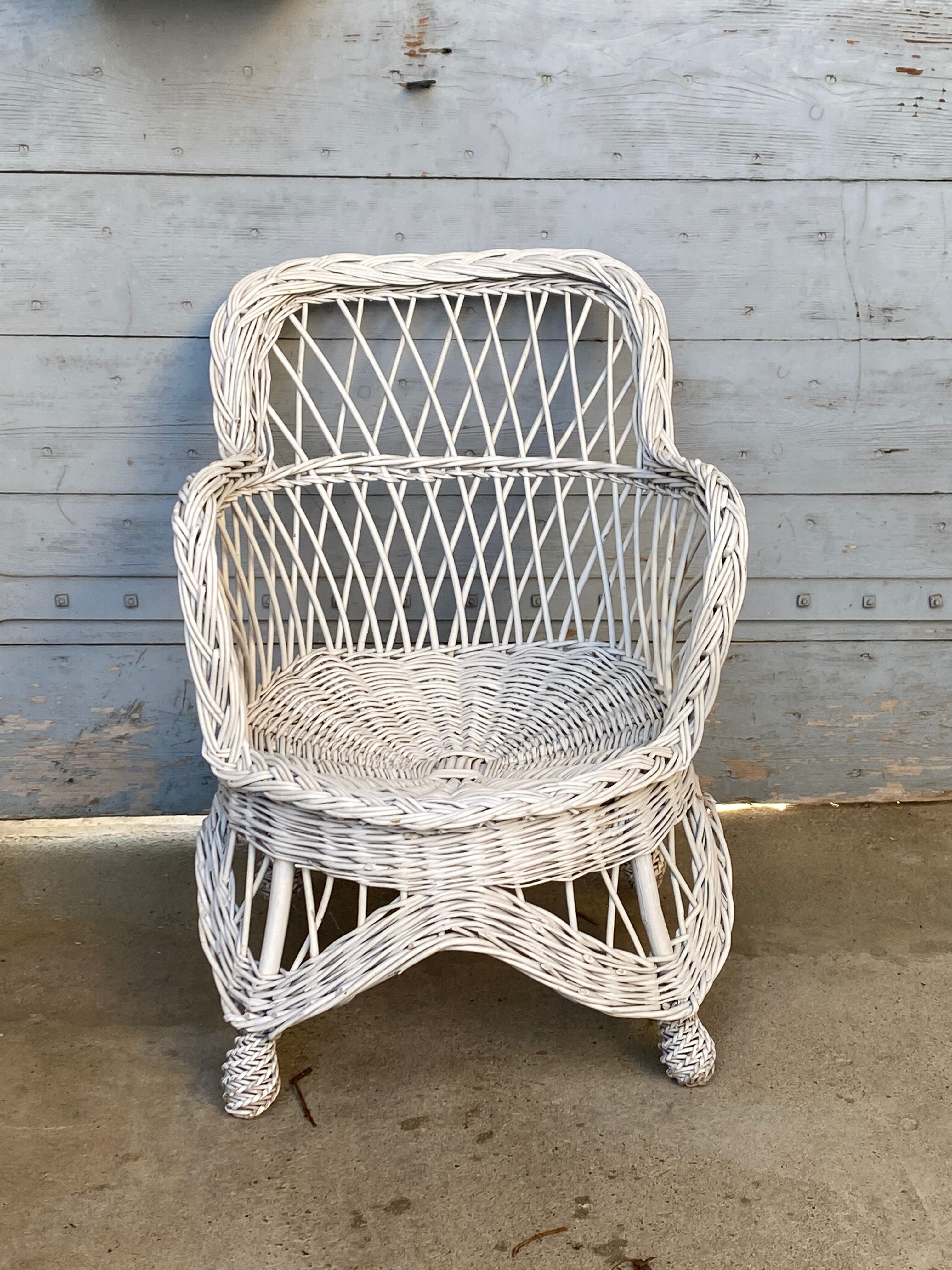 White rattan armchair