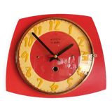 Vintage formica clock silent wall pendulum "Avron red yellow"