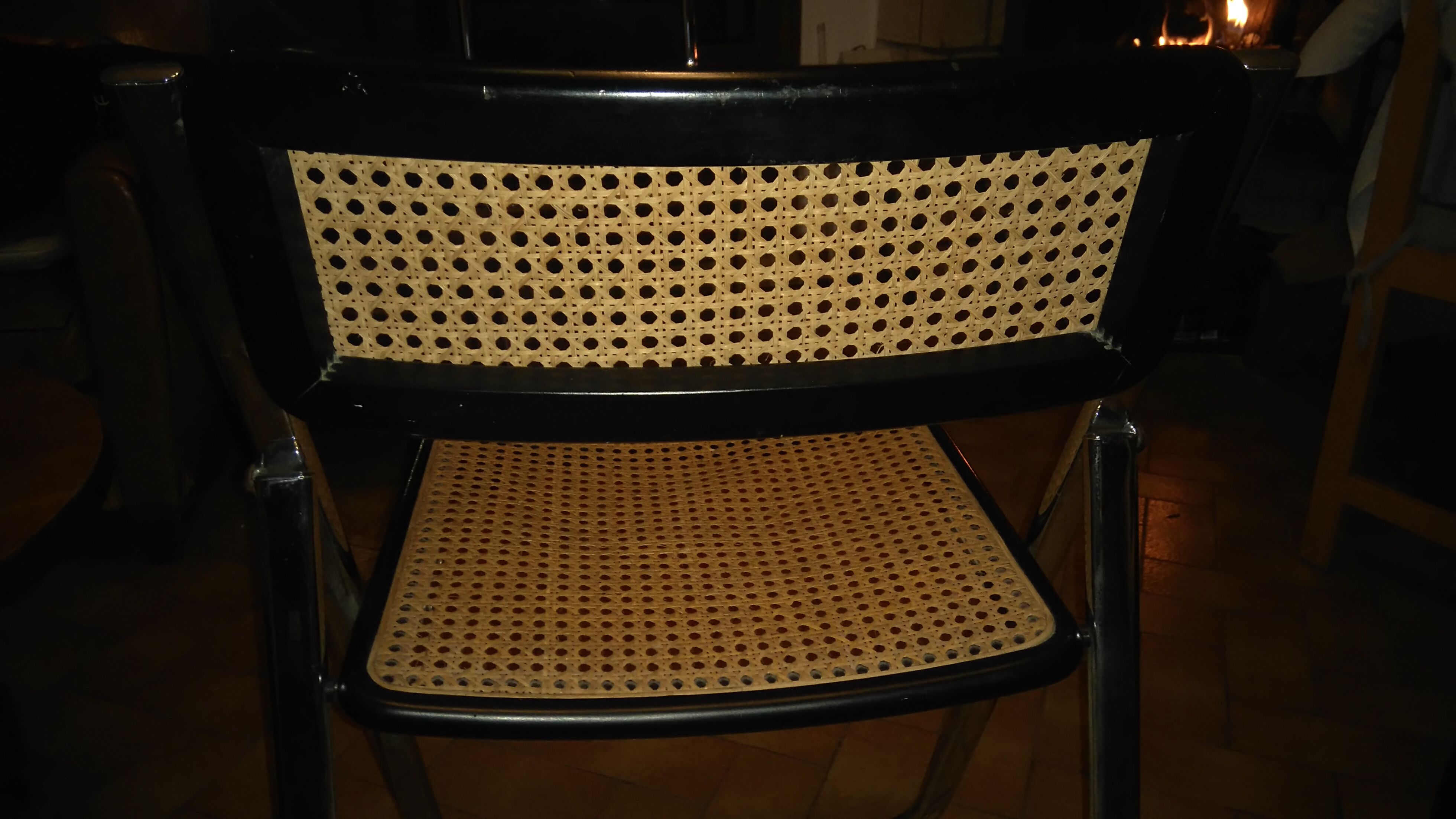 Cannage and chrome chair