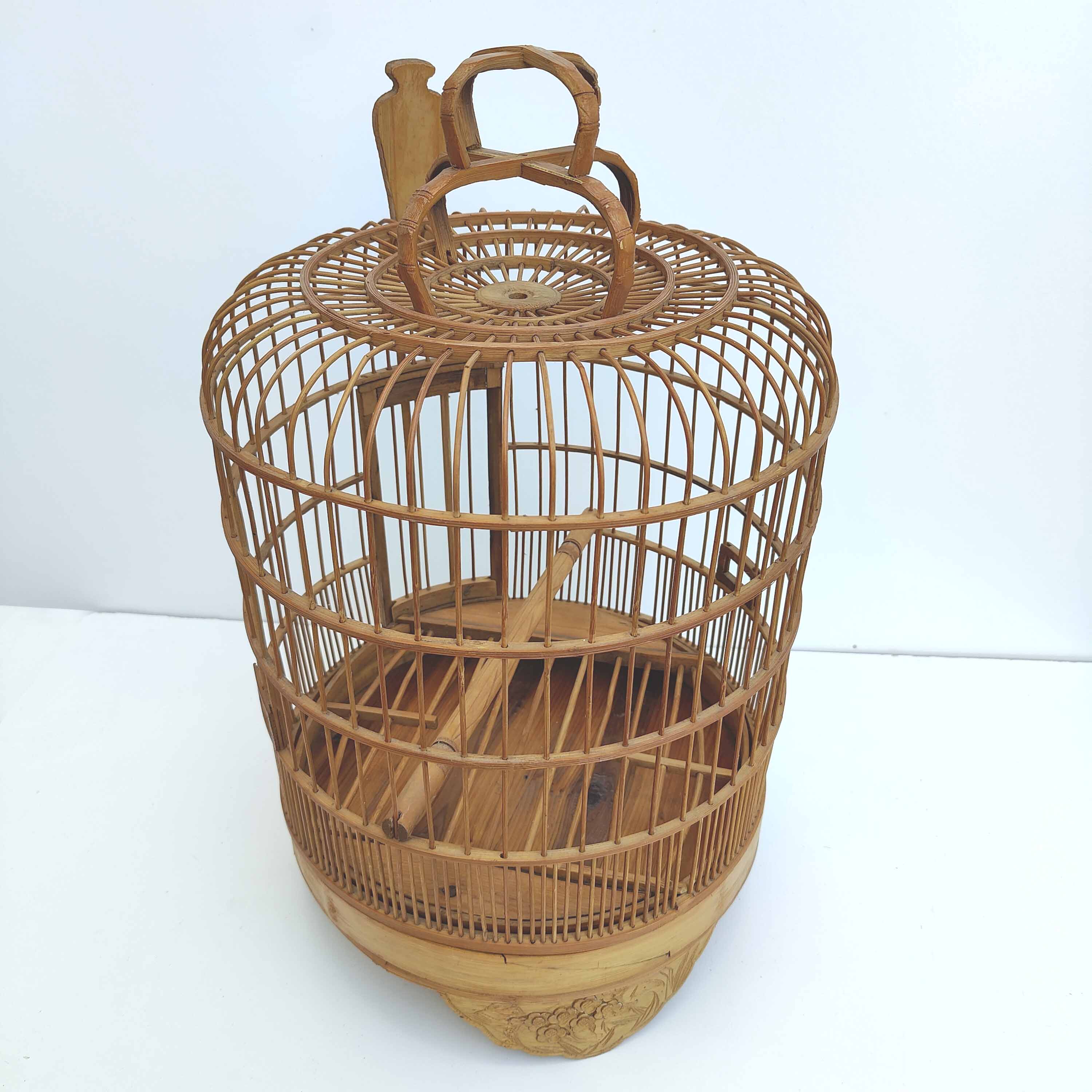 Cage à oiseaux vintage en bois