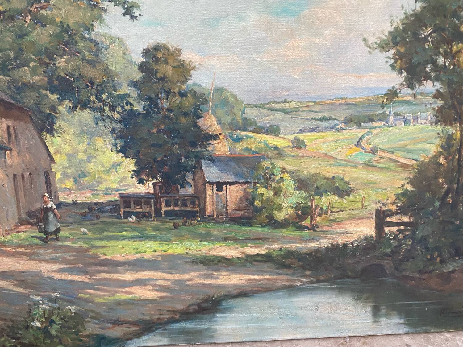 Farm landscape signed 19th-20th century