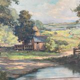 Paysage de ferme signé XIX-XXEME siècle