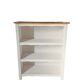Old white bookshelf and raw wood.
