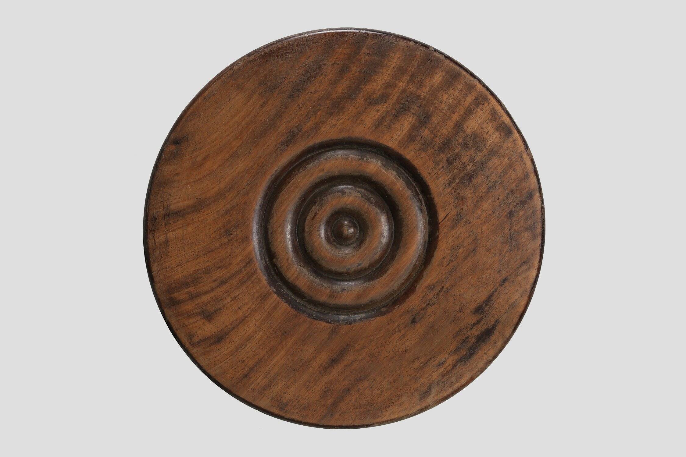 Vintage Brutalist low oak Stool, Belgium 1960s