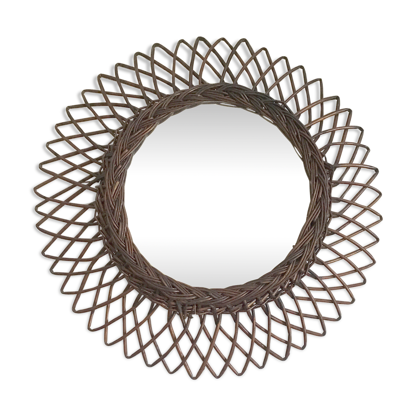 Sun mirror in rattan 44x44cm
