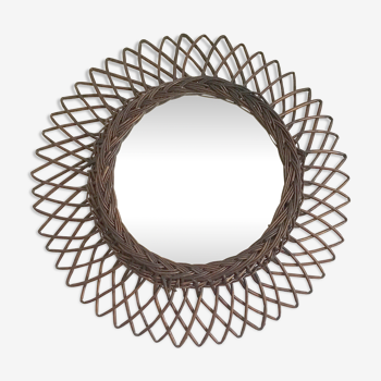 Sun mirror in rattan 44x44cm