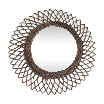 Sun mirror in rattan 44x44cm