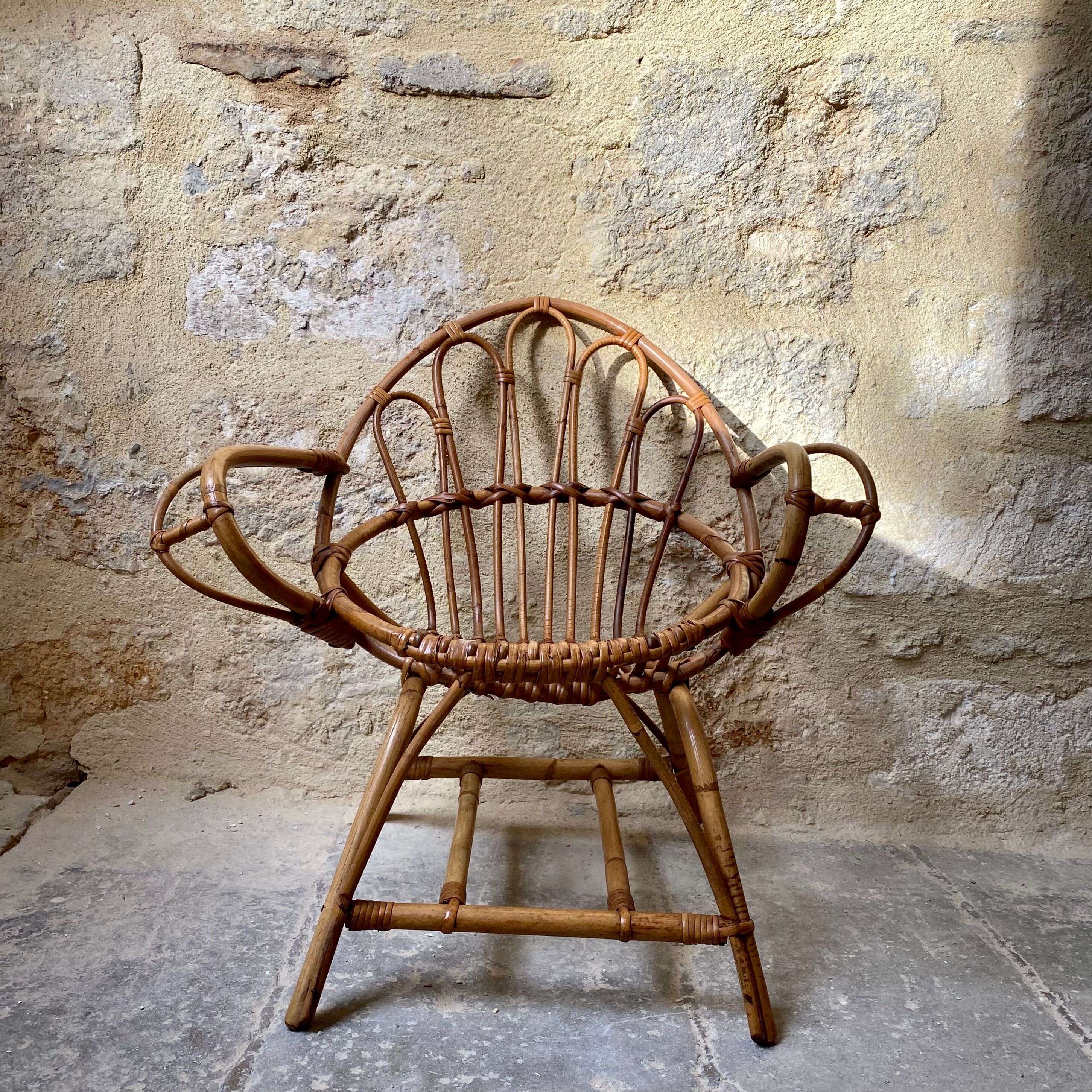 Rattan armchair for children