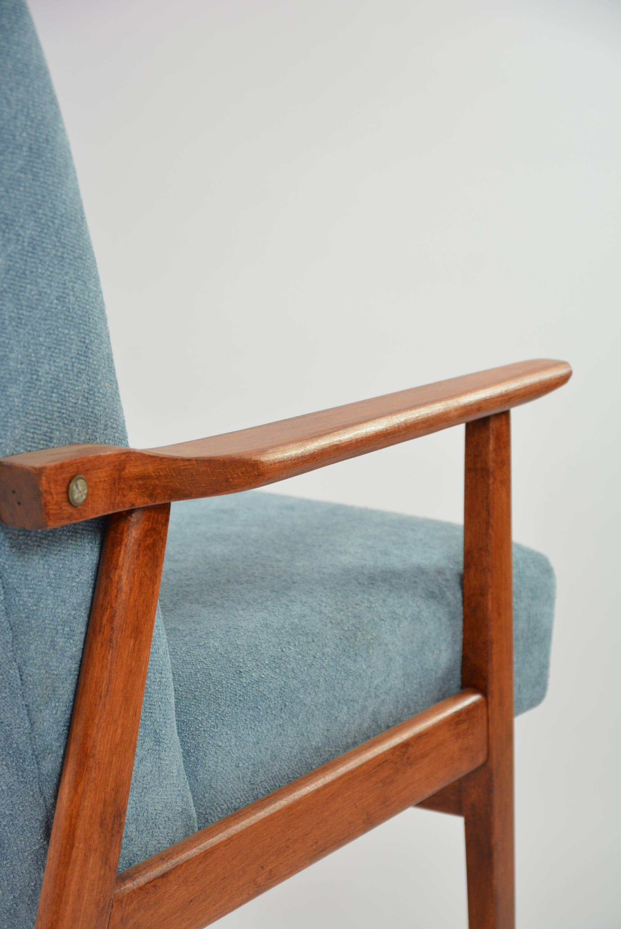 Renovated vintage armchairs sky blue