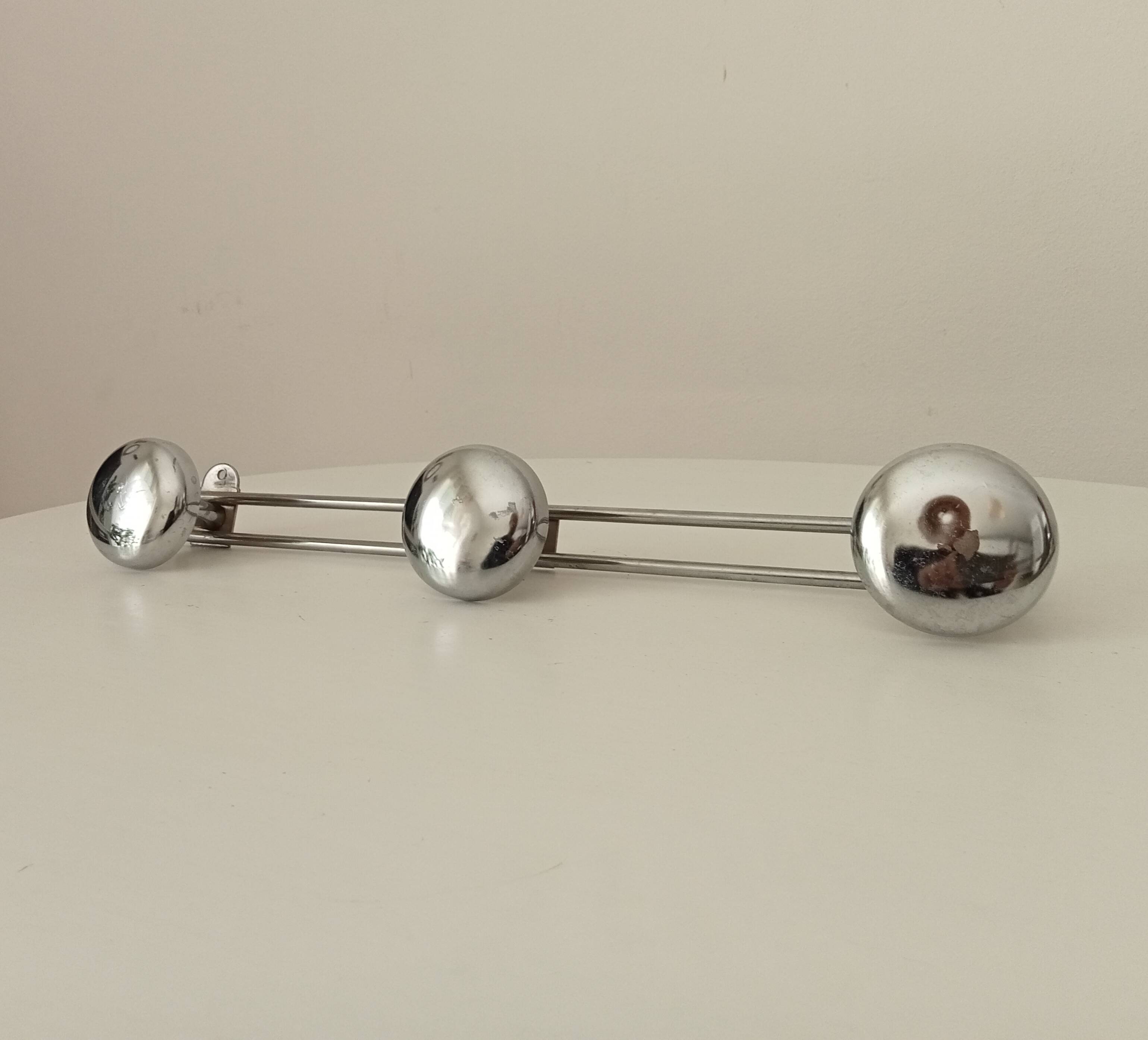 Vintage chrome wall coat rack from the 70s