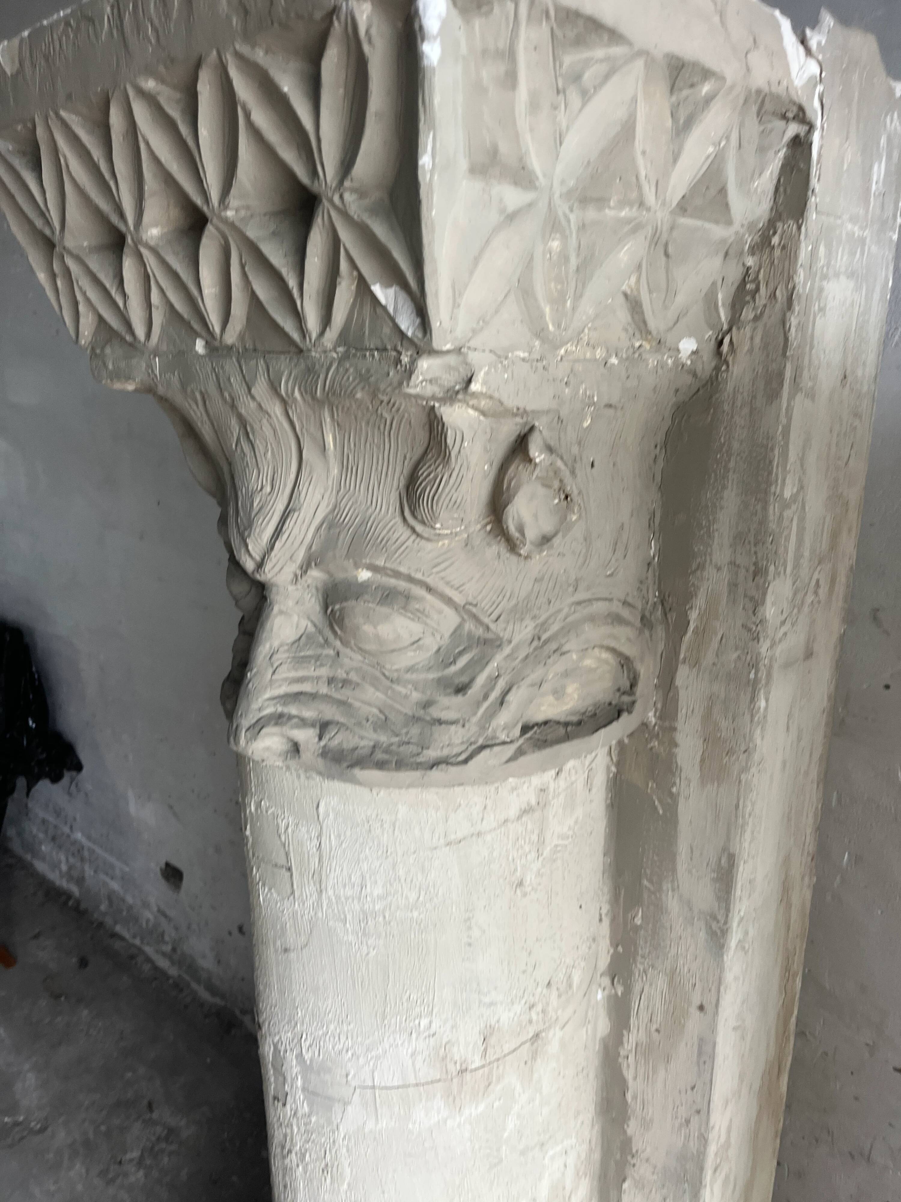 Sculptural plaster columns by Walter De Buck (set of 2)