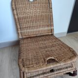 Vintage rattan folding picnic chair