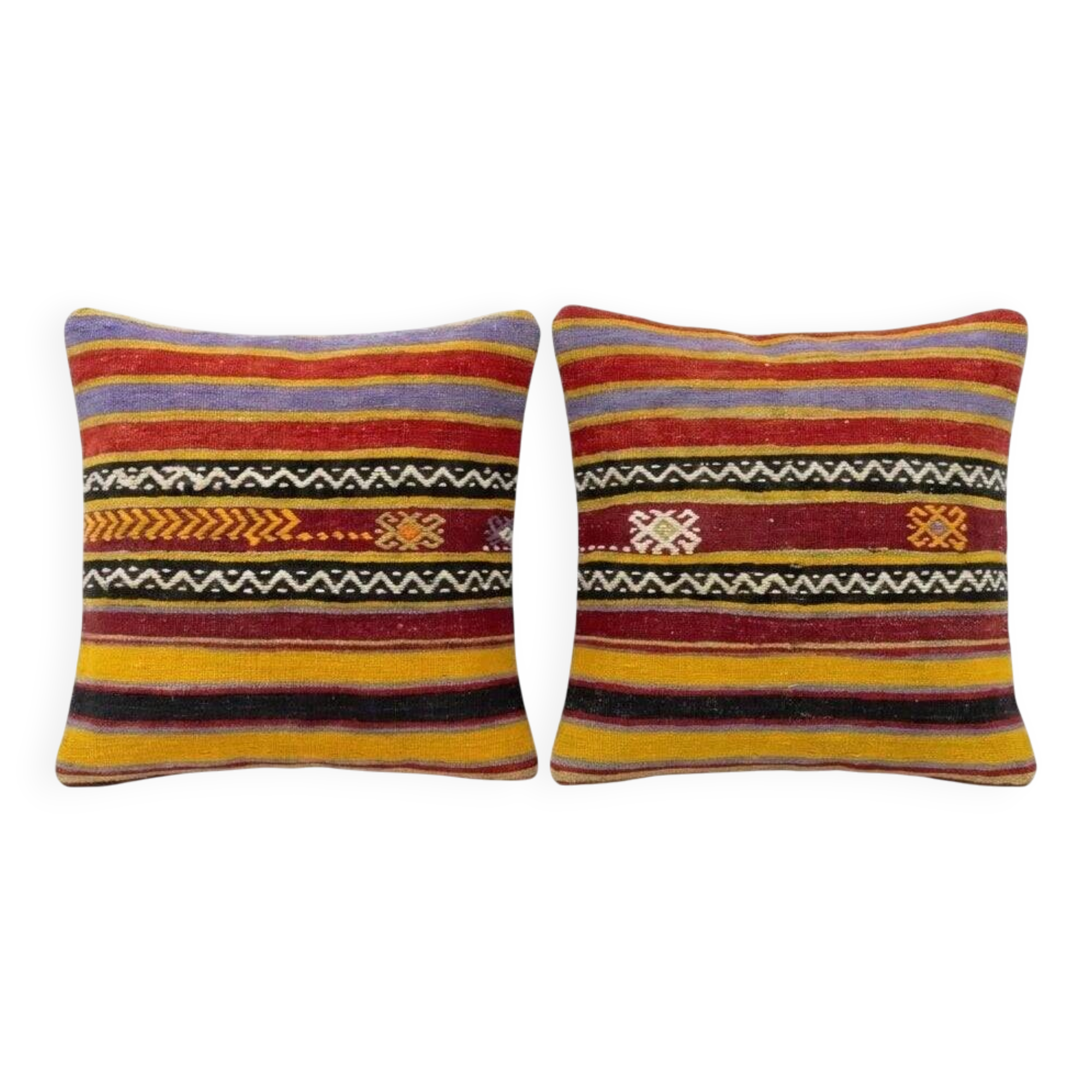 Set of 2 vintage kilim cushion covers 51x51 cm
