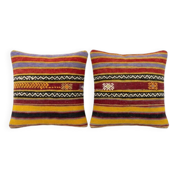 Set of 2 vintage kilim cushion covers 51x51 cm