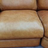 Corner sofa Roche Bobois camel leather 1980.