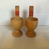 Pair of wooden stork egg cups