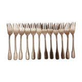 Set de 12 fourchettes à huitres ercuis en métal argenté