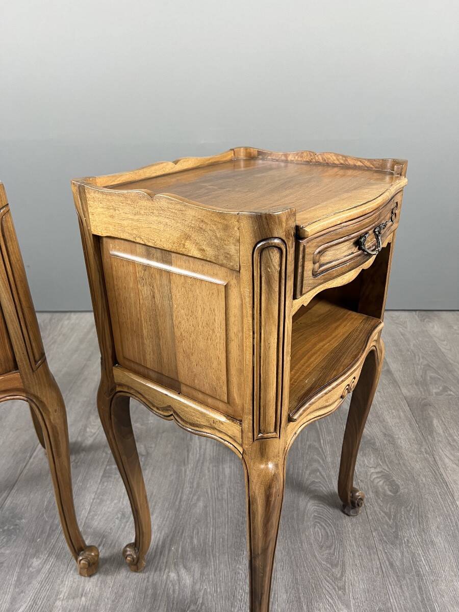 Pair of Louis XV style bedside tables in wood, 20th century