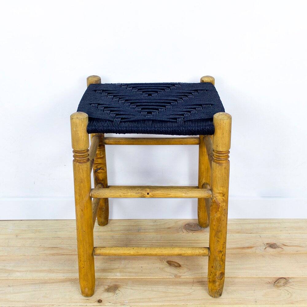 Danish Wood and Rope Stool, 1950s