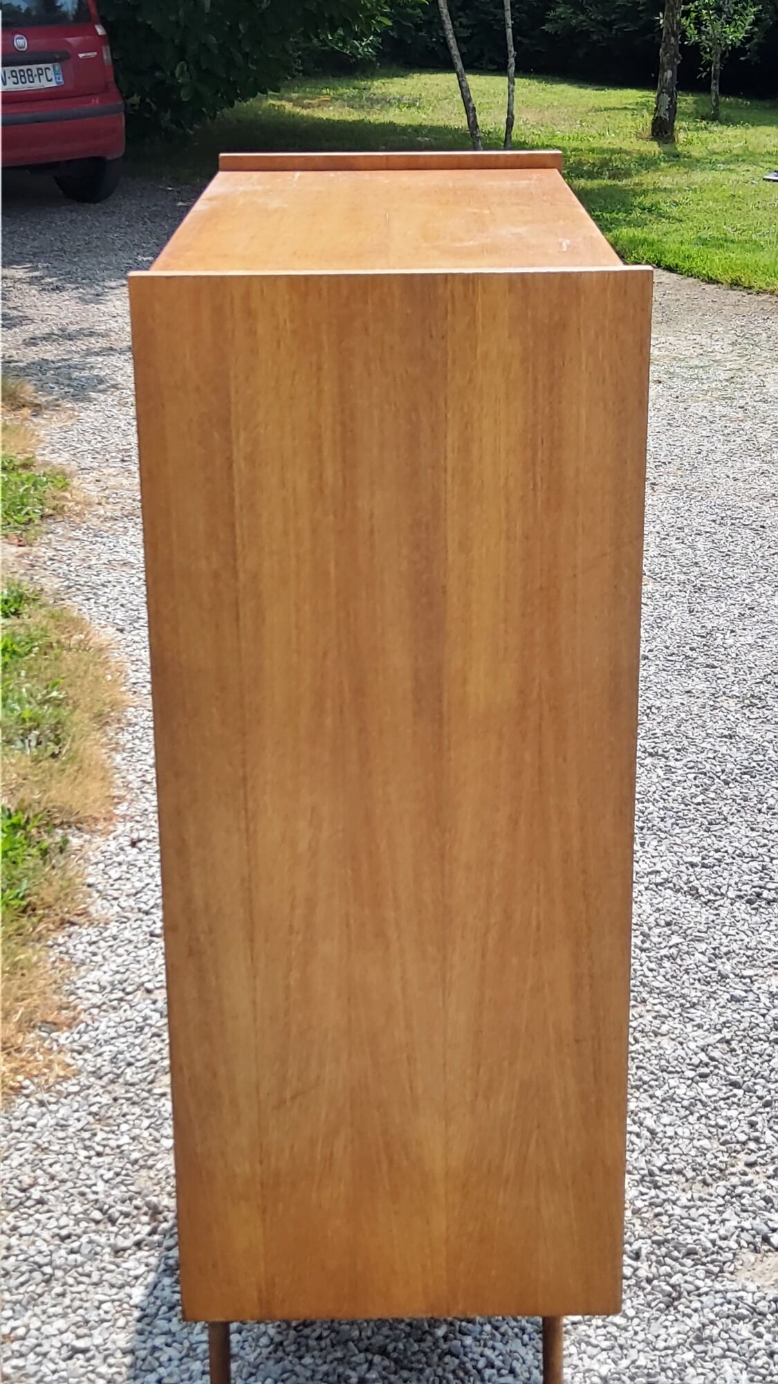 Vintage Golden Blond Oak Chest of drawers Feet Compass 6 Drawers 1 Door 50s