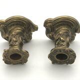 Pair of gilded bronze candlesticks with twisted decor and floral garlands, louis xv style
