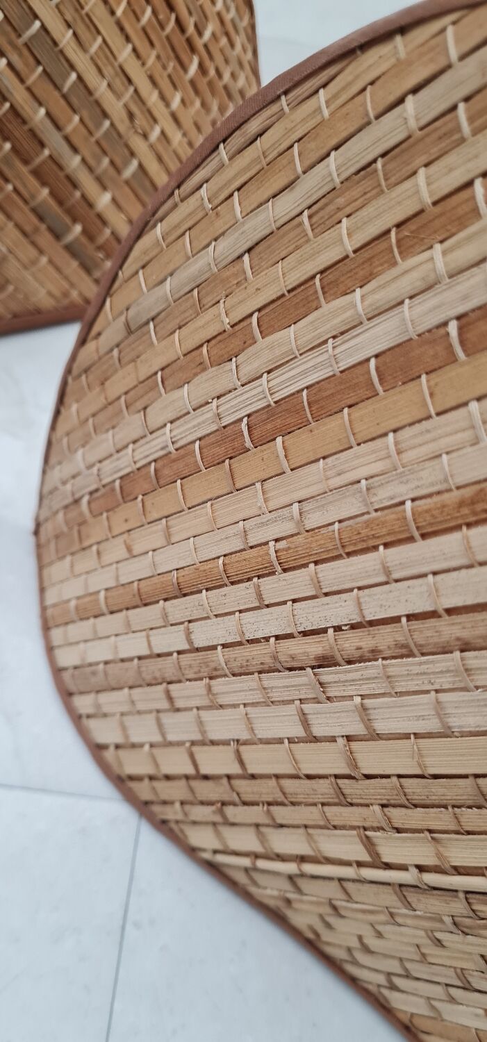 Pair of rattan lotus wall lights