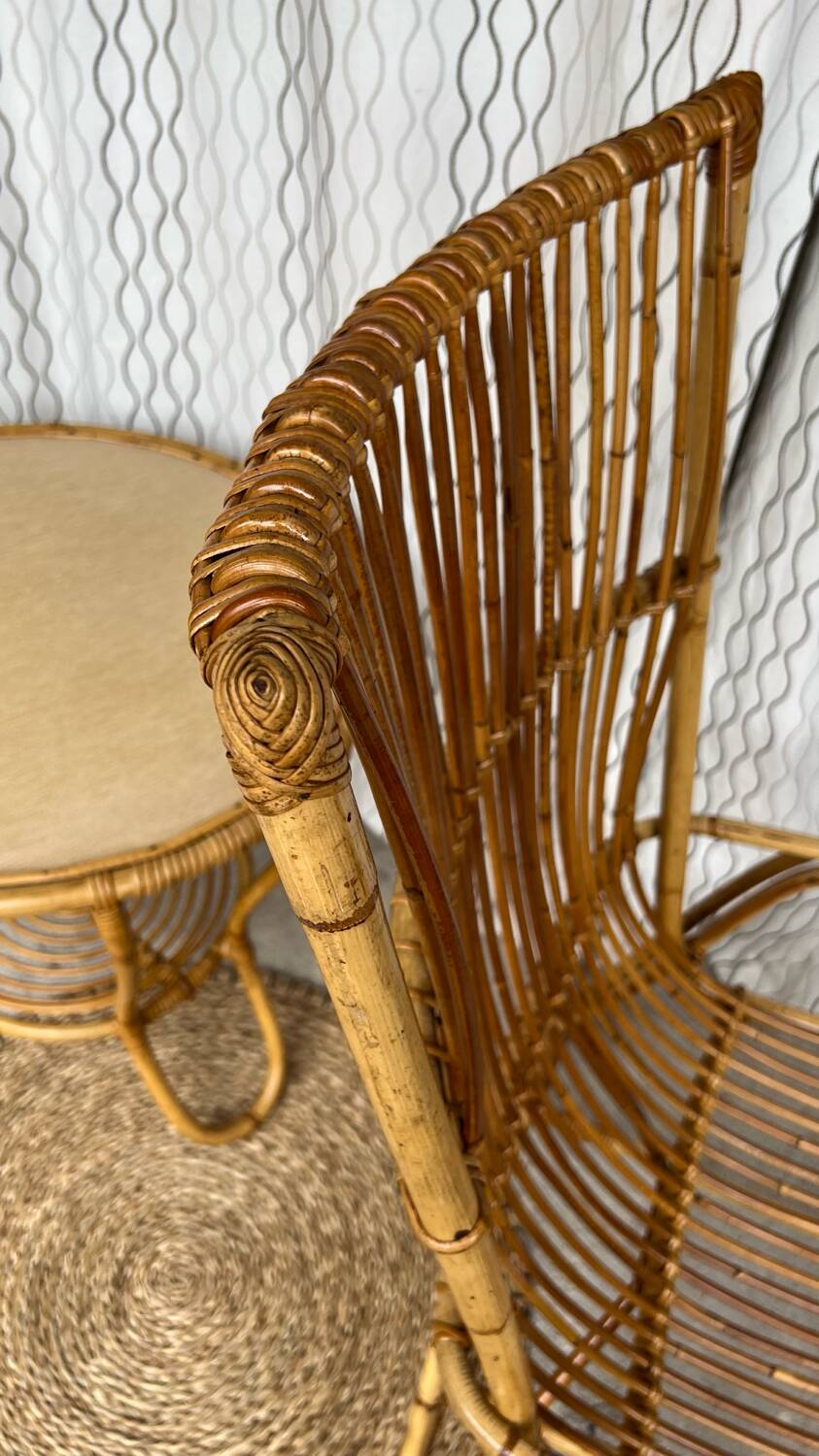 Large vintage rattan armchair