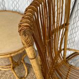 Large vintage rattan armchair