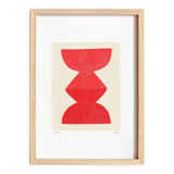Painting on paper -red h716- abstract painting signed eawy