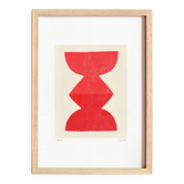 Peinture sur papier -rouge h716- tableau abstrait signé eawy