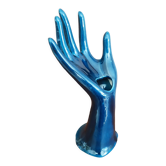 Hand blue jewelry holder, ring, soliflore , vintage French , 50s