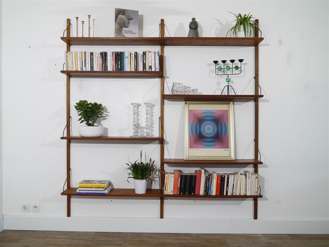 1960 vintage Scandinavian teak shelf wall system