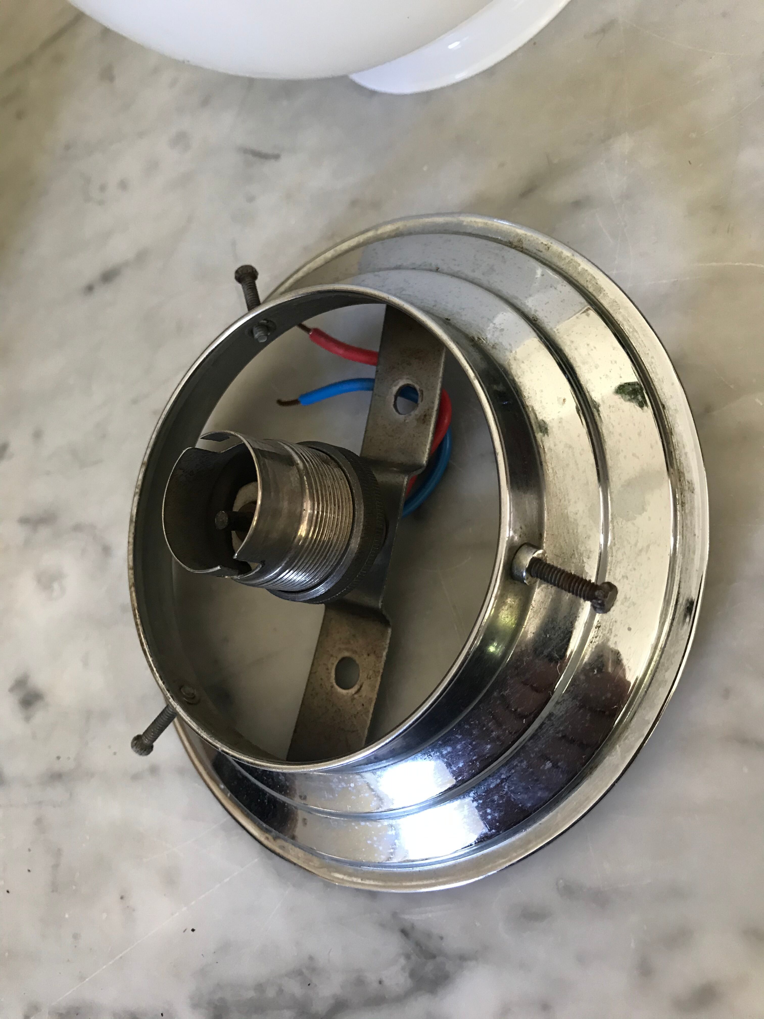 Opaline and chrome ceiling