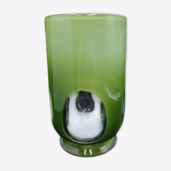 Vase en verre coloré vert murano finestre 1960 parfait état