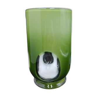 Murano finestre green colored glass vase 1960 perfect condition