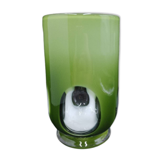 Vase en verre coloré vert murano finestre 1960 parfait état