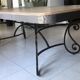 Large wooden and wrought iron dining table, 220 cm
