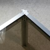 International Furniture. Steel coffee table and smoked glass. Circa 1970