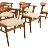 6 chaises Erik Kirkegaard pour Høng Stolefabrik modèle 49, milieu XXème
