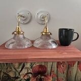 Pair of holophane tulip wall lights