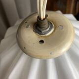 Designer pendant light with geometric opaline glass globe, mid-20th century