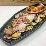 Large Vallauris slip dish 57x25 cm lobster fish