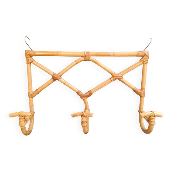 Porte manteau en osier rotin vintage
