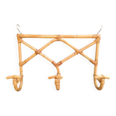 Vintage rattan wicker coat rack