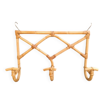 Porte manteau en osier rotin vintage